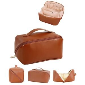 Sprqcart Large Capacity Travel Cosmetic Bag With Handle And Divider